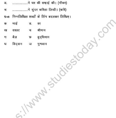 cbse class 5 hindi revision worksheet